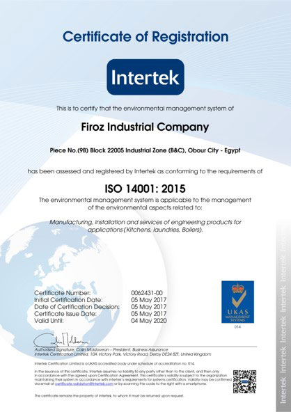 Firoz Group ISO14001 Certificate